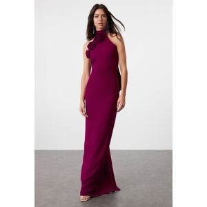 Trendyol Plum Rose Detailed Woven Long Evening Dress & Graduation Dress