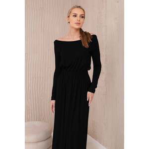 Women's Viscose Long Waist Dress - Black