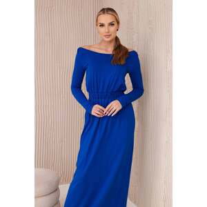 Women's viscose dress with long waist - chpa blue