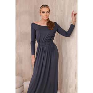 Women's viscose dress with long waist - graphite