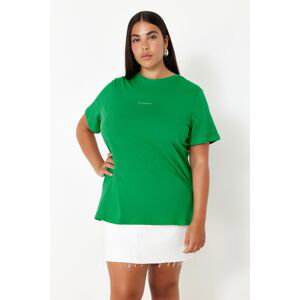 Trendyol Curve Green Crew Neck Knitted T-Shirt