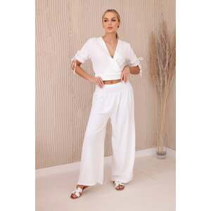 Women's set blouse + trousers - white