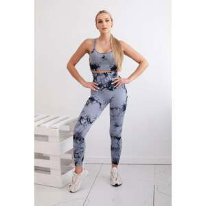 Women's Fitness Set Top + Push Up Leggings - Grey/Black