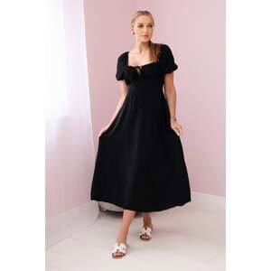 Women's dress with ties at the neckline - black
