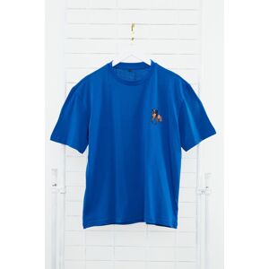 Trendyol Indigo Relaxed/Relaxed Cut Horse/Animal Embroidered Short Sleeve 100% Cotton T-Shirt