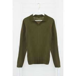 Trendyol Khaki Slim Polo Neck Plain Knitwear Sweater