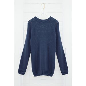 Trendyol Indigo Slim Fit Crew Neck Raglan Sleeve Seamless Basic Knitwear Sweater