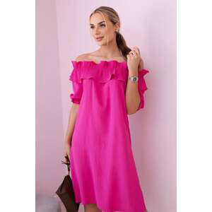 Women's dress with decorative ruffle - fuchsia