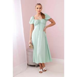 Women's dress with ties at the neckline - mint