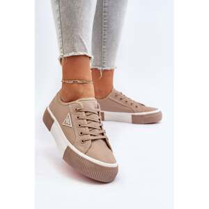 Beige women's low-top sneakers Enalae