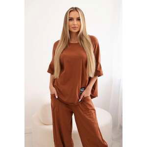 Women's set T-shirt + pants - brown