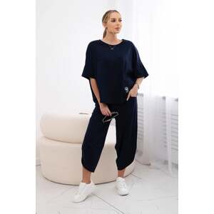 Women's set blouse + trousers - navy blue