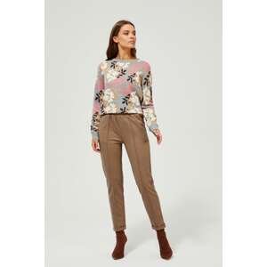 Trousers with elastic waistband - beige