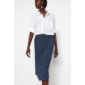 Trendyol Navy Blue Glitter Pleated Knitwear Skirt