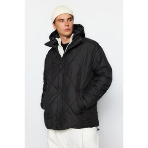 Trendyol Black pánsky oversize fit vodný a vetruodolný ľahký prešívaný kabát