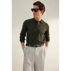 Trendyol Dark Green Regular Fit Polo Neck Limited Edition Basic Knitwear Sweater