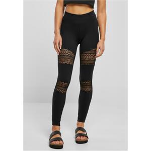 Women's leggings with crochet lace black