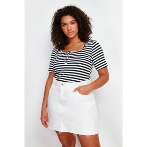 Trendyol Curve Black-White Striped Knitted Blouse