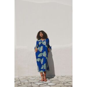 Trendyol Curve Blue Underwater Pattern Woven Beach Dress