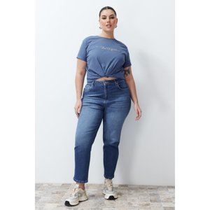 Trendyol Curve Blue More Sustainable High Waist Slim Mom Jeans