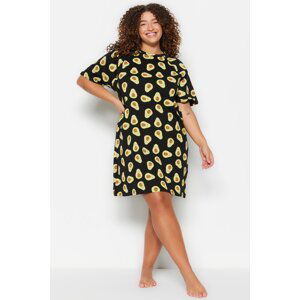 Trendyol Curve Multicolored Avocado Patterned Knitted T-Shirt Nightgown