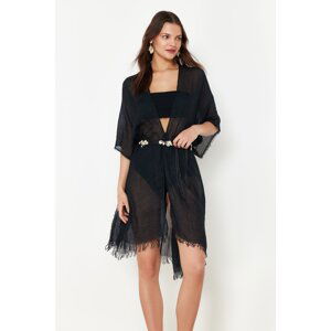 Trendyol Black Mini Woven Tasseled Kimono&Kaftan