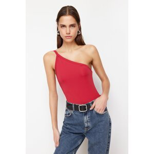 Trendyol Red Single Sleeve Stretch Snap Knitted Body