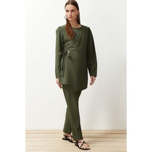 Trendyol Khaki Eyelet Detailed Woven Two Piece Set