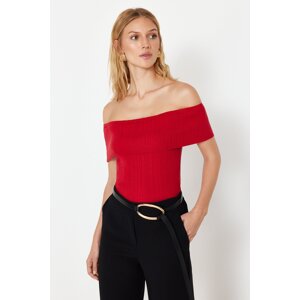 Trendyol Red Premium Yarn/Special Yarn Carmen Collar Knitwear Blouse