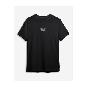 Trendyol Black Text Printed Regular/Normal Cut T-shirt