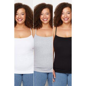 Trendyol Curve Black - Gray - White 3 Pack Knitted Undershirt