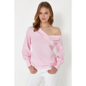 Trendyol Pink Boat Neck Woven Blouse