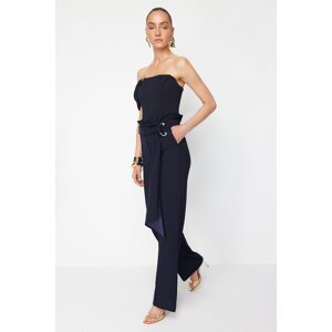 Trendyol X Zeynep Tosun Navy Blue Knitted Accessory Detailed Trousers
