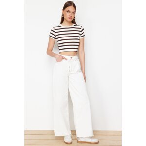 Trendyol Ecru Waist Detailed High Waist Wide Leg Jeans