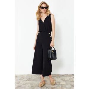 Trendyol Black Button Detailed Wide Leg/Wide Leg Pants