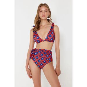 Trendyol Geometric Pattern Tie-Up High Waist Hipster Bikini Bottom