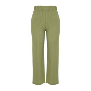 Trendyol Curve Khaki High Waist Twist Woven Trousers