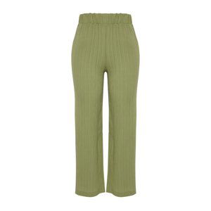 Trendyol Curve Khaki High Waist Twist Woven Trousers