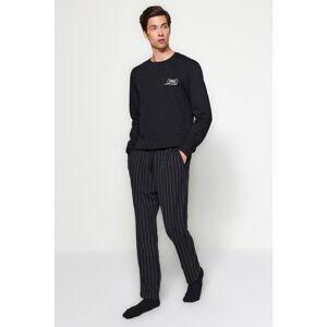 Trendyol Black Striped Knitted Pajama Bottoms