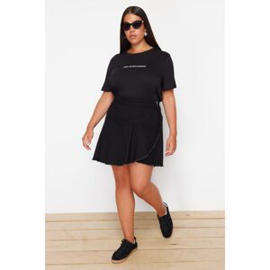 Trendyol Curve Black Flywheel Detailed Mini Denim Shorts Skirt