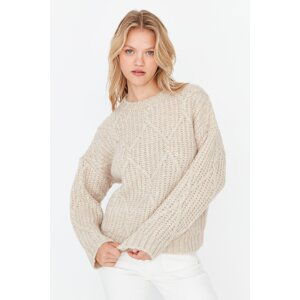 Trendyol Stone Soft Textured Wide Fit Knitwear Sweater