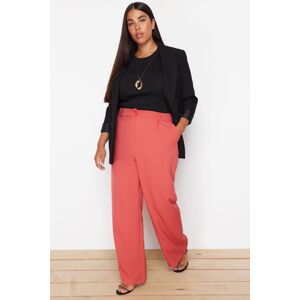 Trendyol Curve Dusty Rose High Waist Wide Leg Wide Leg Pleated Woven Trousers