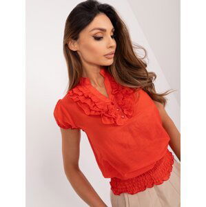 Navy orange women's blouse with cuffs