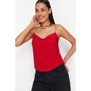 Trendyol Red Spaghetti Strap Collar Neck Stretchy Knitted Blouse