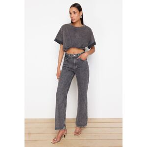 Trendyol Gray High Waist Wide Leg Jeans