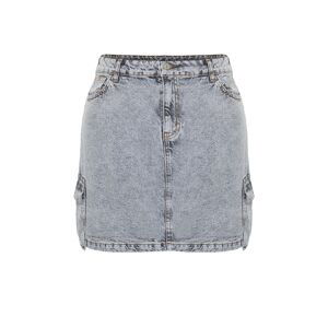 Trendyol Curve Gray Cargo Pocket Mini Denim Skirt