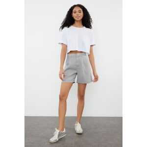 Trendyol Gray 100% Tencel™ Pleated Denim Shorts & Bermuda