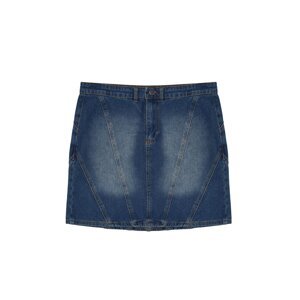 Trendyol Curve Dark Blue Denim Plus Size Skirt