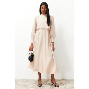 Trendyol Beige Aller Piece Detailed Woven Dress