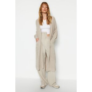 Trendyol Stone Maxi Basic Knitwear Cardigan